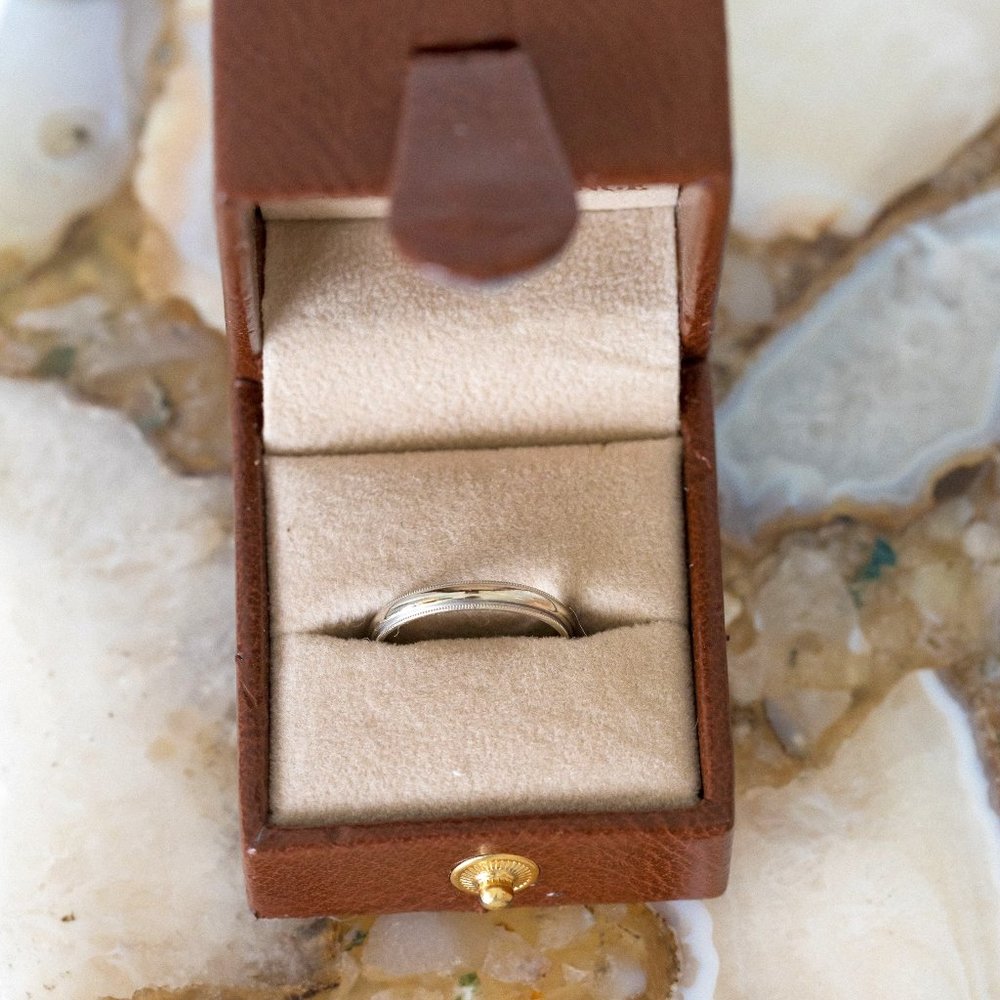 Classic Vintage White Gold Wedding Band Size 7